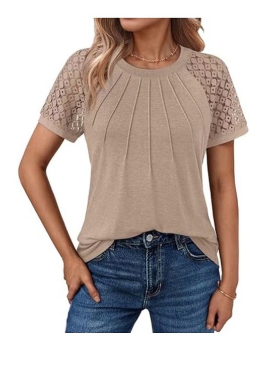 LEVEN SIXTEEN Tops - LEVEN SIXTEEN Short Sleeve Business Summer Top Tan SZ L